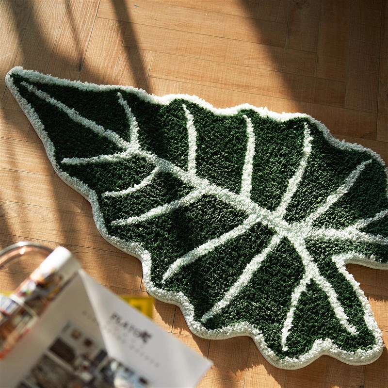 复古叶子地毯衣帽间镜前脚垫星空秋海棠卧室床边毯加厚沙发地垫