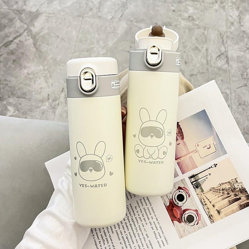 儿童保温杯女孩小学生上学专用带吸管弹扣盖高颜值简Y约不锈钢水