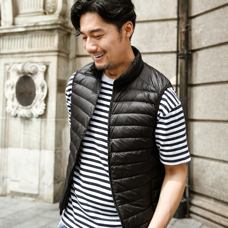 反季2021新款立领羽绒马甲男秋冬轻薄羽绒服背心坎肩青年大码外套