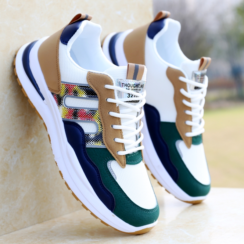 男鞋春季2023新款透气网面运动鞋百搭休闲鞋子防臭防滑男士跑步鞋