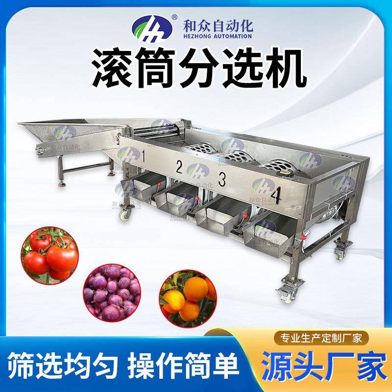 定制柑橘苹果橘子大蒜滚筒式分选机不锈钢果蔬大小分级机厂家