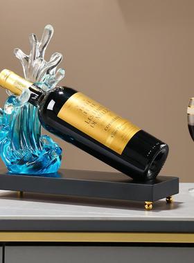 红酒架摆件风生水起 高档大气轻奢客厅软装高级感酒柜装饰品摆件