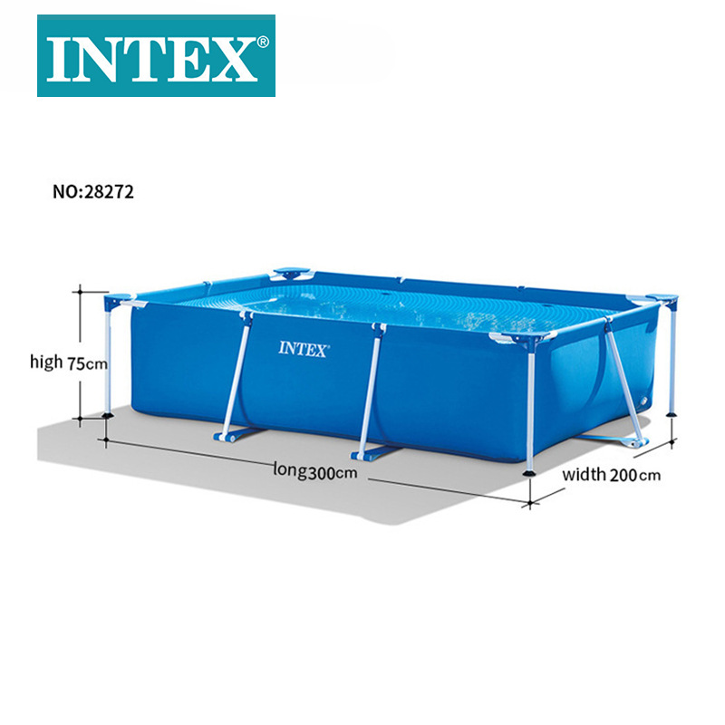 INTEX28272家庭游泳池3米长方形管架水池pvc戏水池成人游泳池
