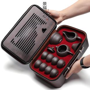 景福匠心 陶瓷泡茶壶茶杯茶盘 紫砂功夫茶具套装 家用办公室旅行装