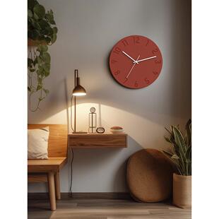 时集水泥数字挂钟现代简约时钟免打孔静音家用客厅墙饰网红基础款