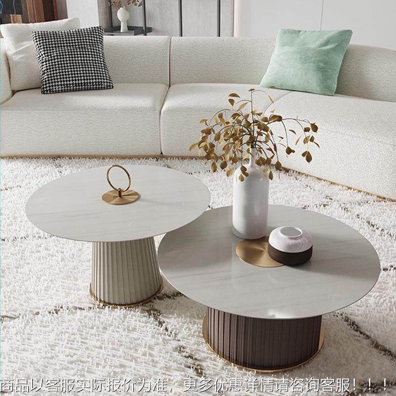 轻奢岩板 茶几组合大小圆形CJ-013意式现代简约锈钢创意红网不民,住宅家具,茶几,淘宝优惠券,粉丝福利购,淘宝优惠卷
