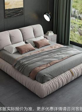 科技床现代简约主卧大床婚床 榻C1085榻米北布布艺床轻双人床意欧