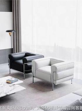 真皮沙发意式极简包豪斯黑色皮艺单双人客LCLC3柯布柯布3厅西耶中