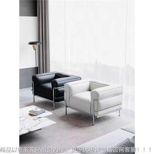 真皮沙发意式极简包豪斯黑色皮艺单双人客LCLC3柯布柯布3厅西耶中