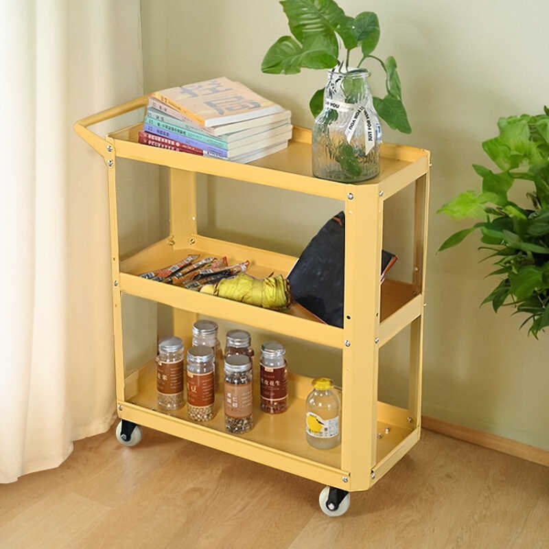 客厅沙发旁边小边几北欧风多功能小推车三层收纳S移动铁艺置物架