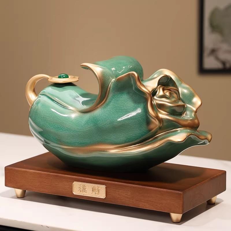 景德镇新中式金玉白菜摆件百财招财办公室装饰品开业礼物高端陶瓷