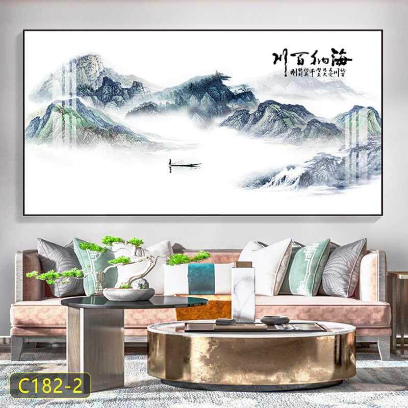 中国画山水画新中式客厅沙发背景墙装饰画办公室壁画大气挂画字画