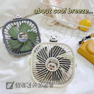小清新立体卡通桌面迷你小风扇三档风学生宿舍静音usb可充电悬挂