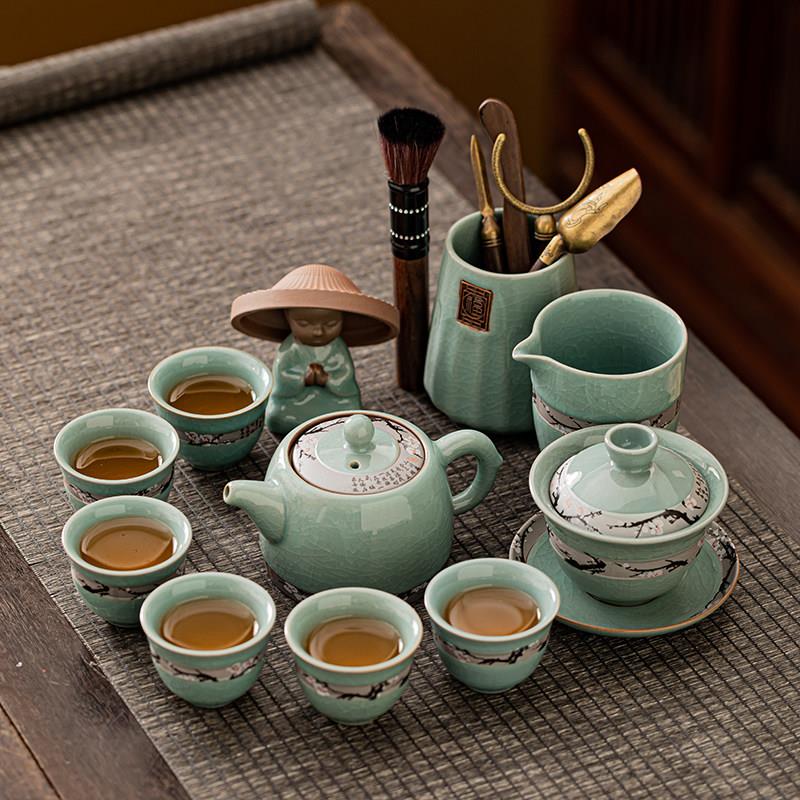 瓷都先生 哥窑功夫茶具套组陶瓷茶杯茶壶茶盘泡茶办公室会客客厅