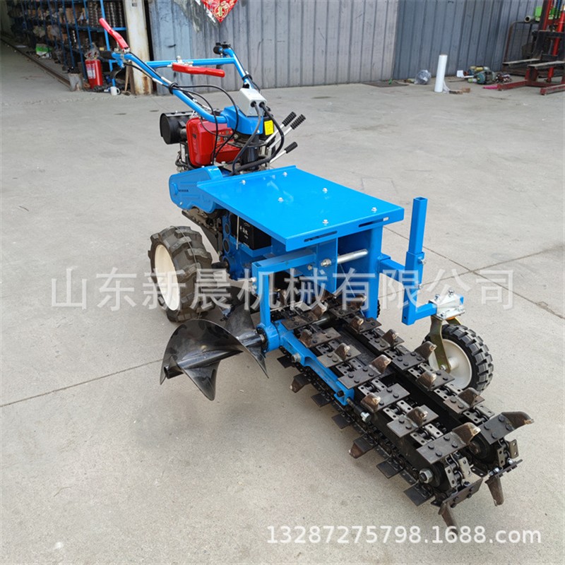 埋线小型开槽机 柴油15马力电启动挖沟机埋电缆开沟机
