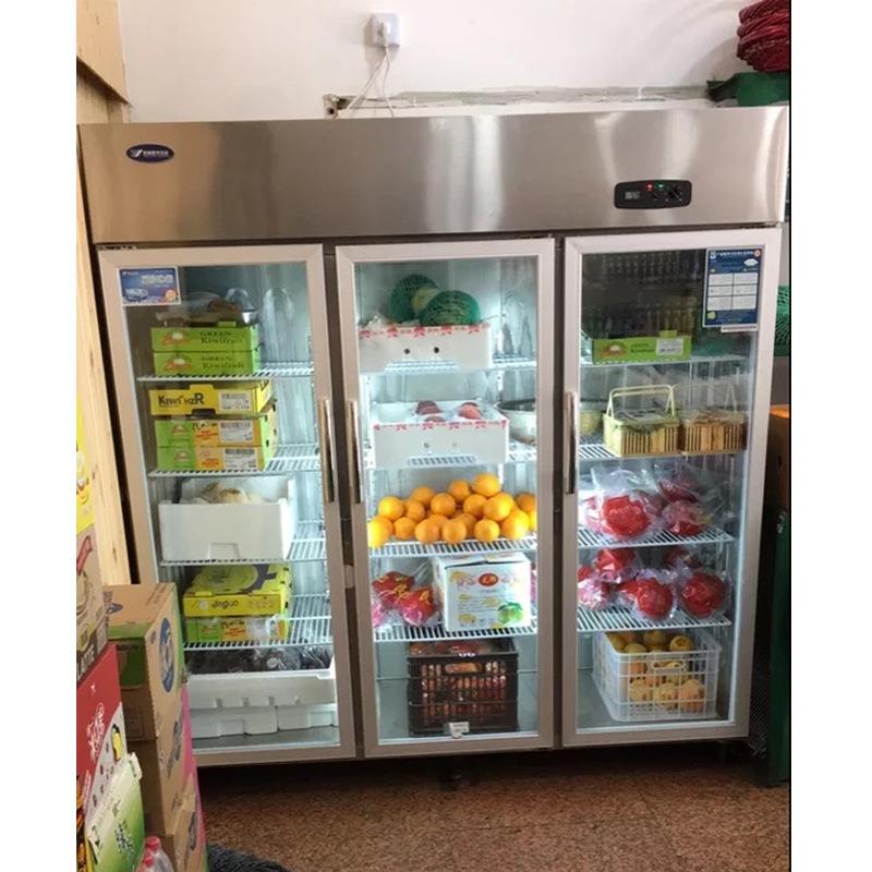 大三门保鲜展示柜水果鲜花熟食饮料冰箱冷藏保鲜柜商用立式柜