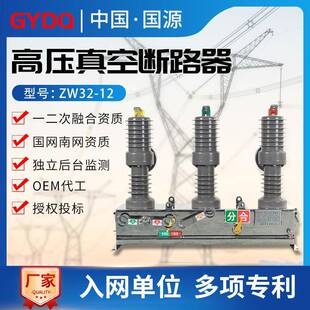 国源高压真空断路器ZW32 630A户外10KV手动电动柱上断路器开关