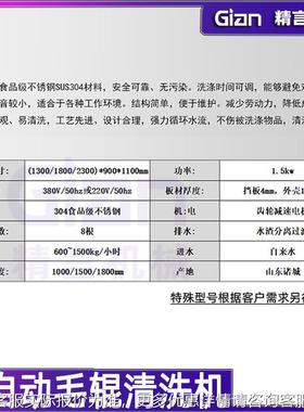 毛大姜清洗机 多规格自动出料地瓜清洗用去皮机 土豆QEP商毛辊刷