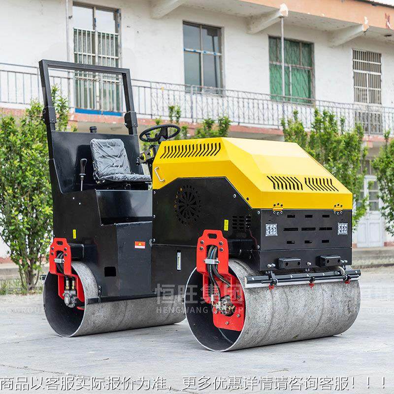 型压路机1吨3双钢座驾沥小青轮草坪震动压实手扶单振钢轮动压土机