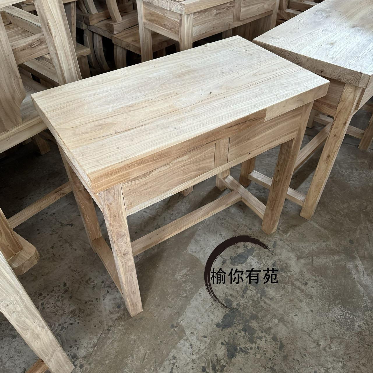 老榆木书桌全实木写字台写字桌工作桌儿童桌简约现代原木电脑桌