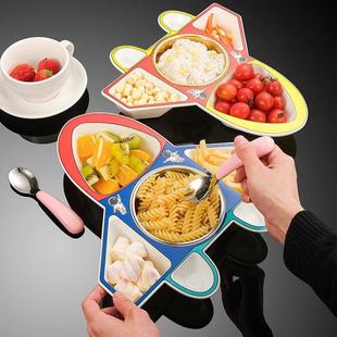 儿童飞机餐盘304不锈钢勺子叉宝宝分格辅食餐盘可拆洗碗餐具套装