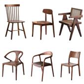 璞与木北欧白蜡木黑胡桃木餐椅办公椅剑椅覆古餐厅靠背椅子全实木