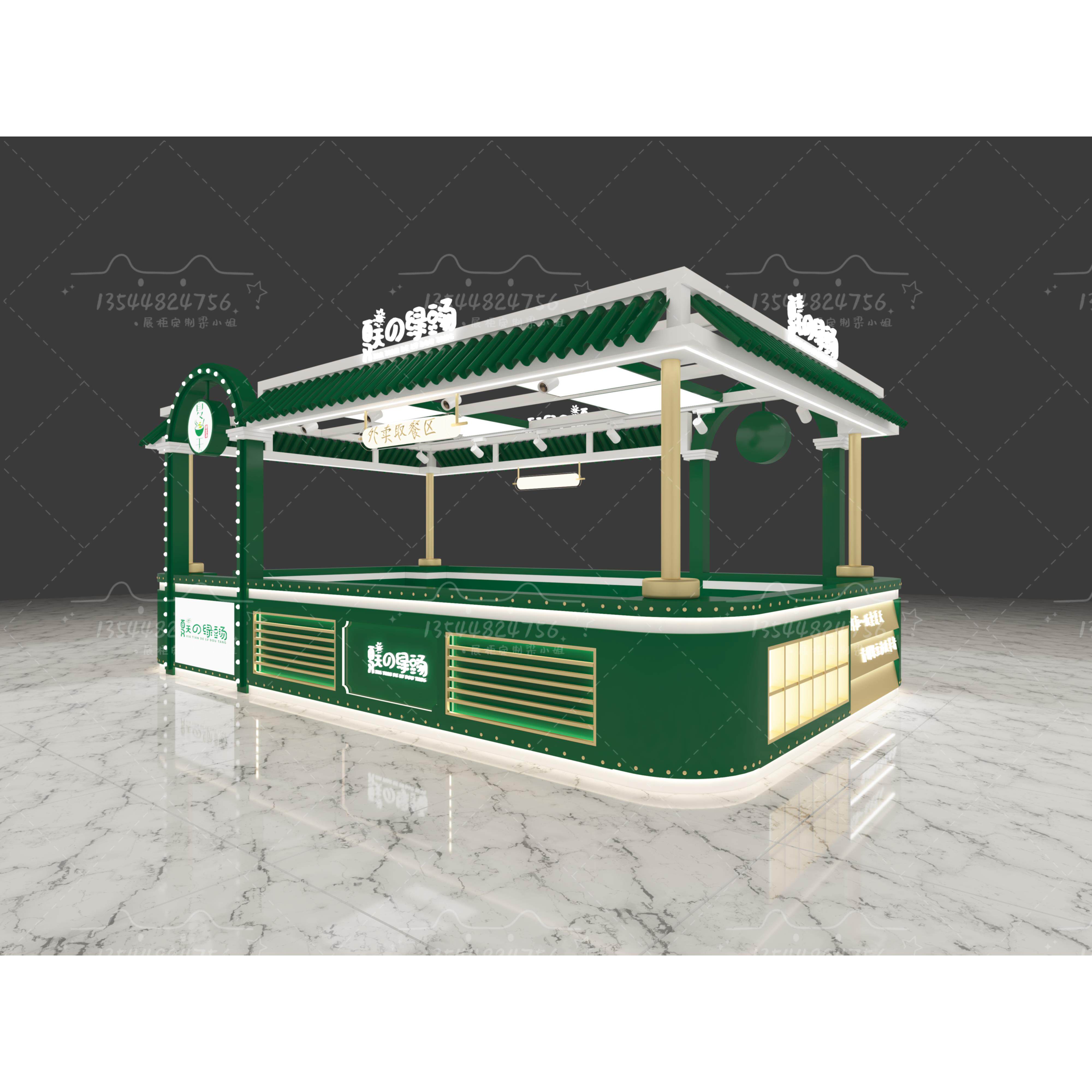 万达商场鲜榨果汁多经点位展示柜中庭烤漆冷饮奶茶水果捞柜台