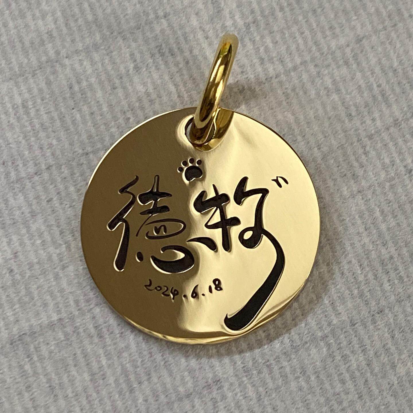 宠物名字定制手写设计狗牌猫牌深刻铭牌手工打磨防走失黄铜不锈钢