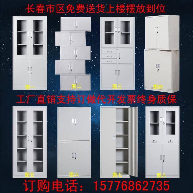 长春钢制办公文件柜铁皮铁卷柜更衣柜档案柜资料柜带锁玻璃凭证柜