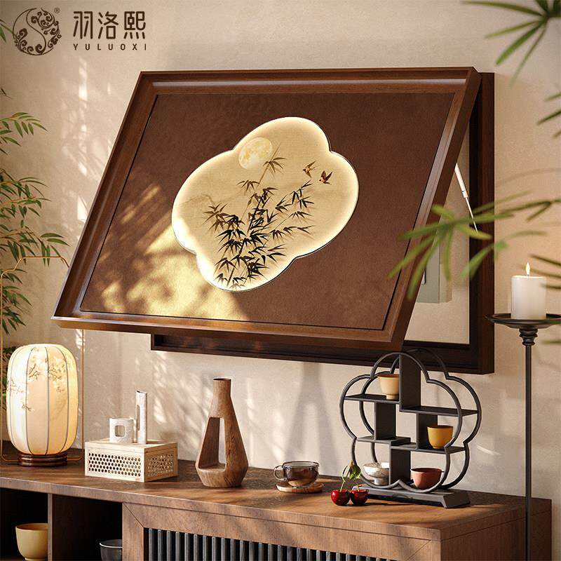 墨竹宋式美学餐厅电表箱装饰画电源箱遮盖画新中式强电箱遮挡挂画