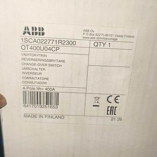 议价OT400U04CP ABB隔离开关 四极400A转换型低压电气开关维修
