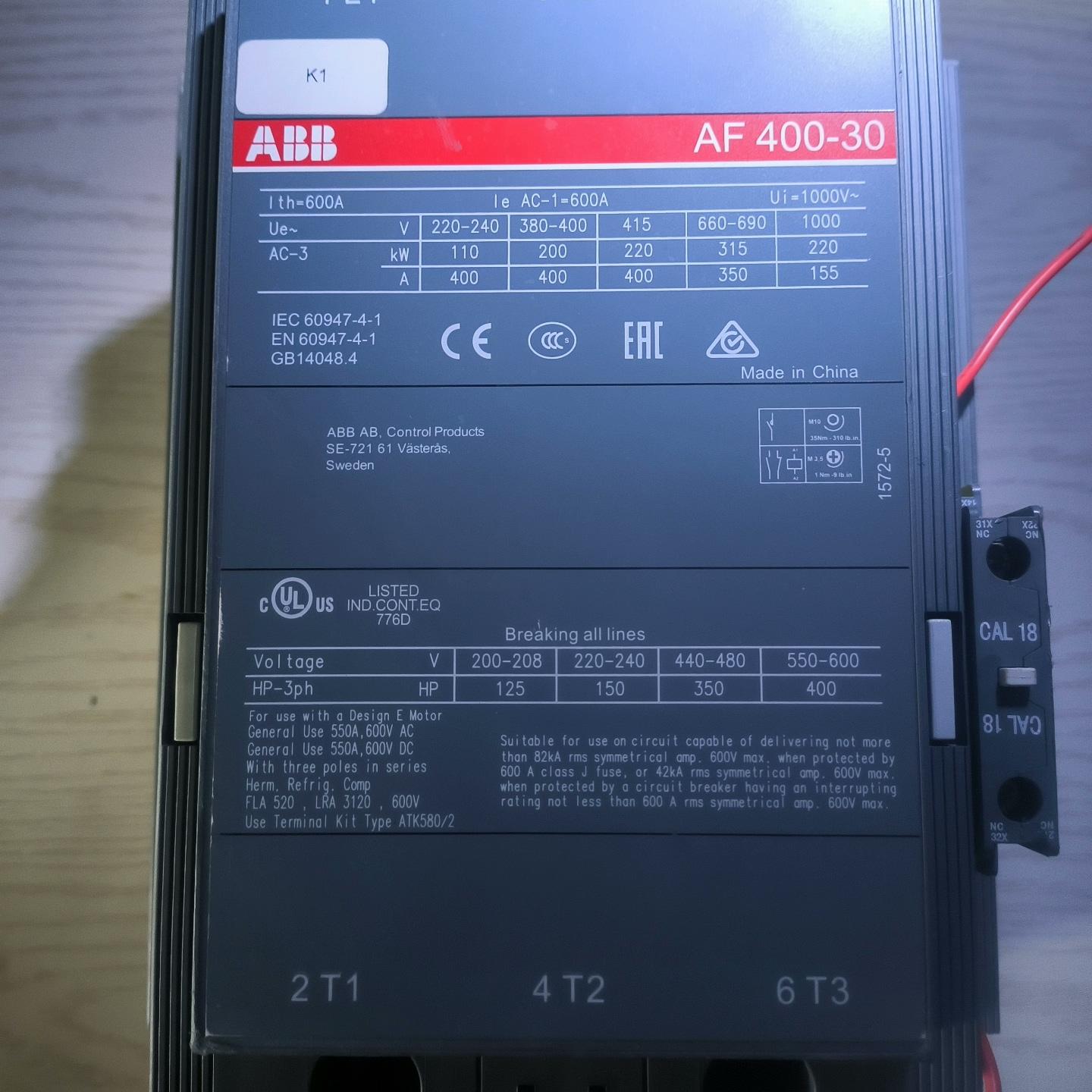 议价AF400-30 ABB接触器 工控低压控制电气元器件维修