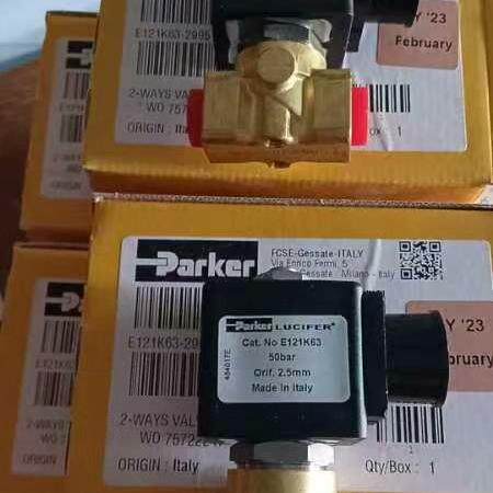 议价E121K63 电磁阀 Parker 两通2.5mm 50bar工业控制阀维修
