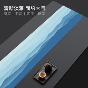 山水画桌旗简约棉麻布艺床旗水墨茶席长条茶几桌布防水茶布 新中式