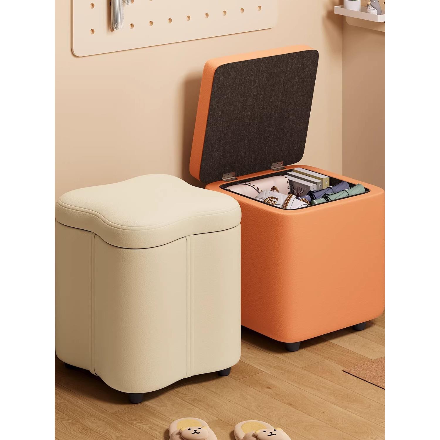 收纳凳多功能小凳子换鞋凳家用门口可坐储物凳矮凳软包坐凳方凳