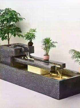 定制天然石材阳台鱼塘庭院景观阳台户外财富流水摆件循环水系统景