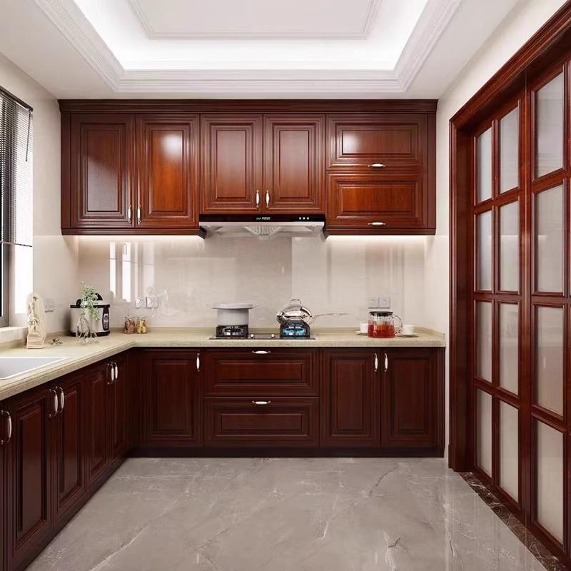 全屋定制实木橱柜原木橱柜门烤漆厨房整体定制吊柜全实木高端定制
