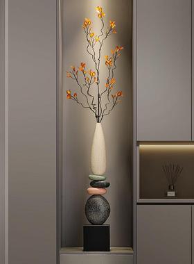 时来运转花艺玄关竖高摆件入户客厅电视柜壁龛细长家居陶瓷装饰品