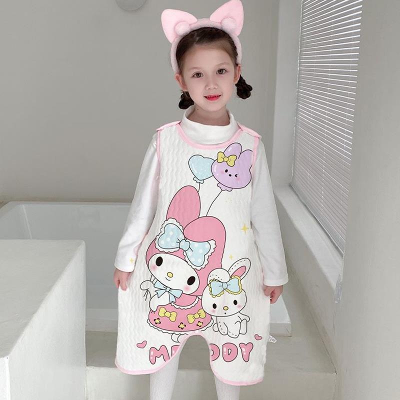 女童睡衣春秋季2025新款儿童睡袋三层夹棉加厚美乐蒂纯棉防踢被夏