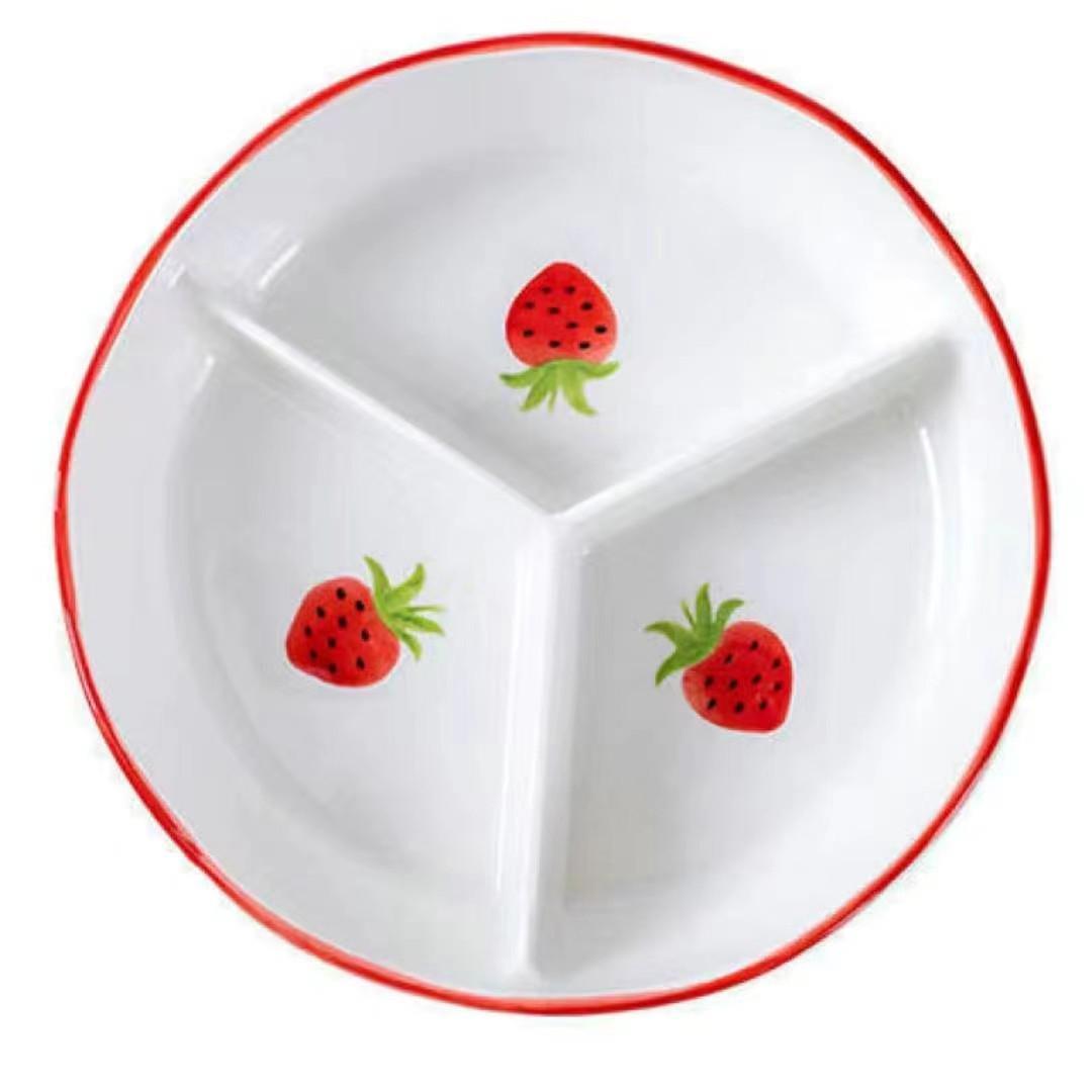 分格餐盘儿童加深陶瓷带盖饭盒分餐盘大人女孩专用加热减肥保温