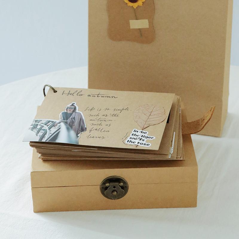 记忆体空白牛皮纸手绘卡纸成长记录册记事菜单活页DIY粘贴留言本