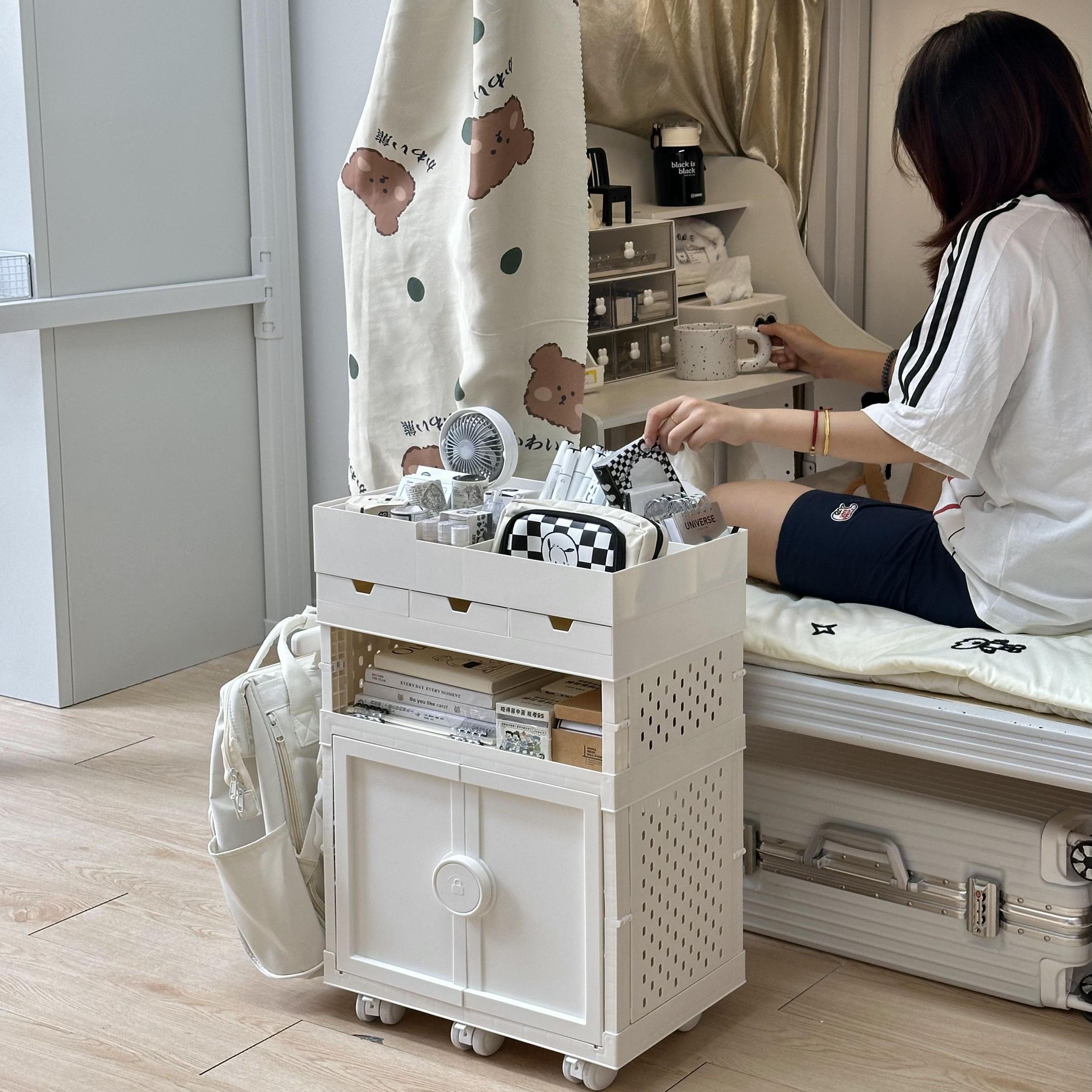 宿舍桌边可移动书架小推车书桌置物架落地多层收纳层架学生书包架