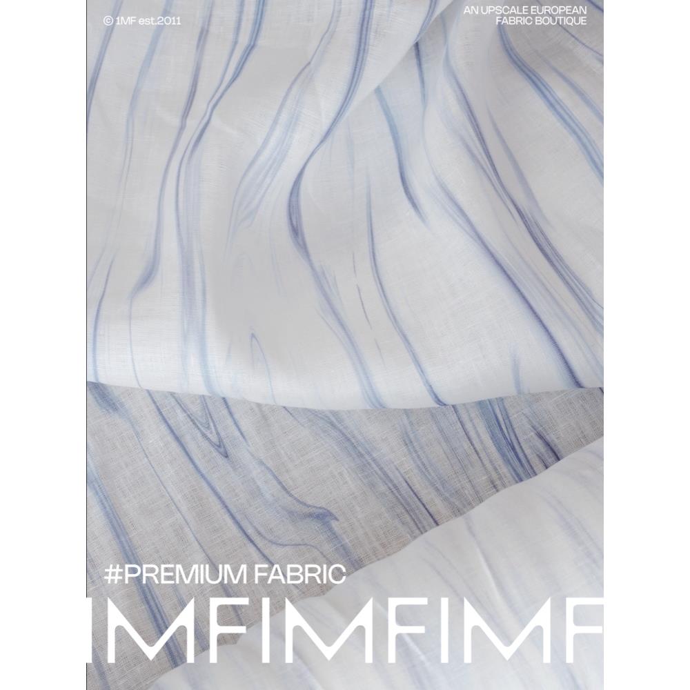 如河法国亚麻面料白色底印花面料衬衫连衣裙面料宽度140cm