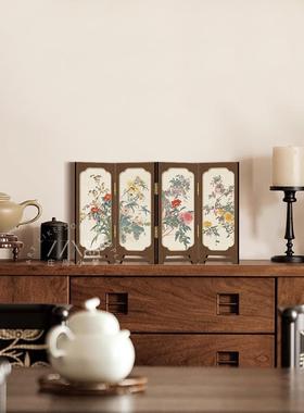 采购产品新中式桌面屏风装饰品，彷古风格绘画，茶几，茶室，电视