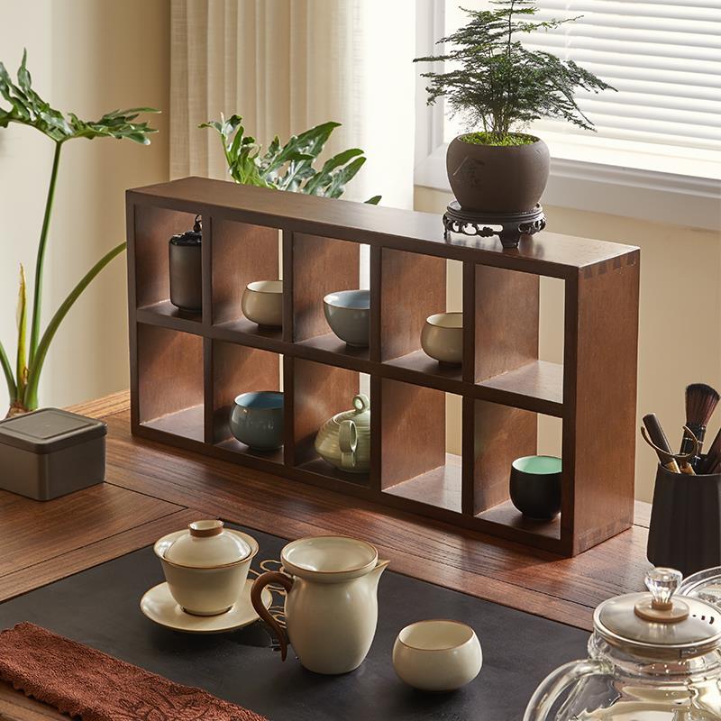 实木杯架壁挂桌上咖啡水杯茶具展示架靠墙多宝阁收纳格桌面置物架