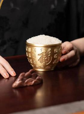 普陀山小帅2024年新款黄铜米缸百福摆件客厅家居小存钱罐