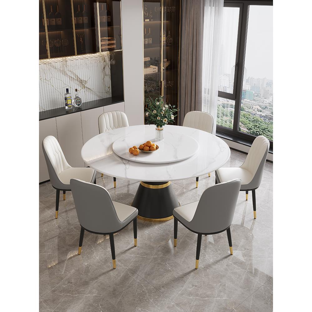 岩板餐桌椅组合2025新款轻奢现代简约家用圆桌大理石餐饮商用饭桌