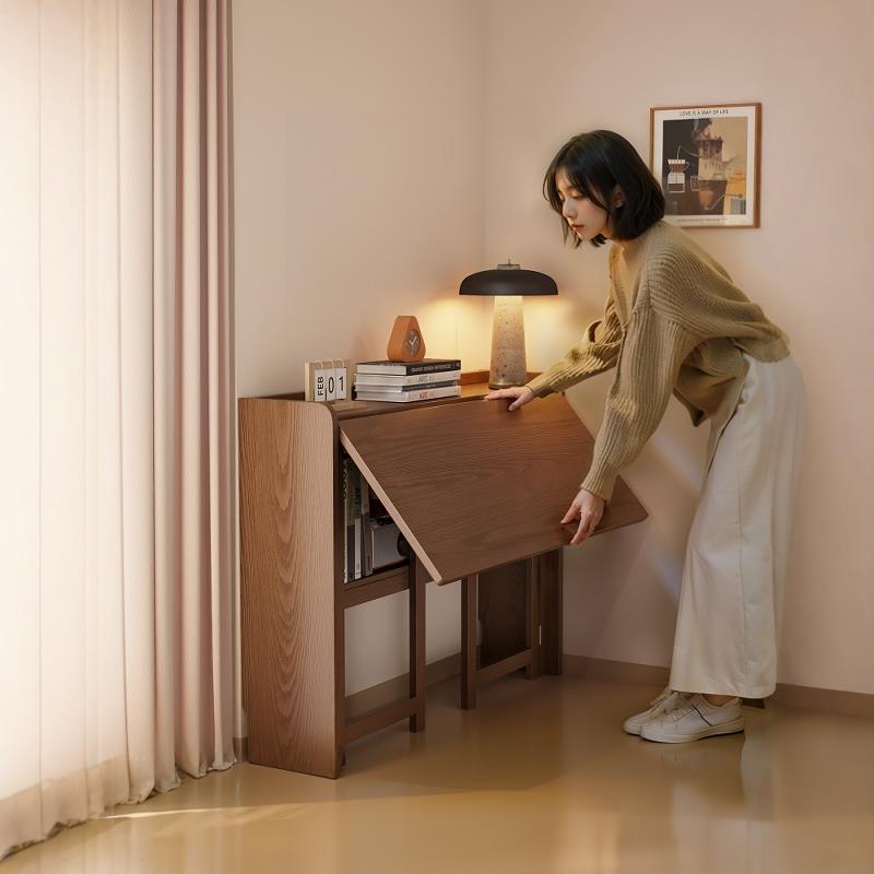 实木折叠书桌学生家用卧室简易小户型写字整装学习桌电脑桌尚馨阁
