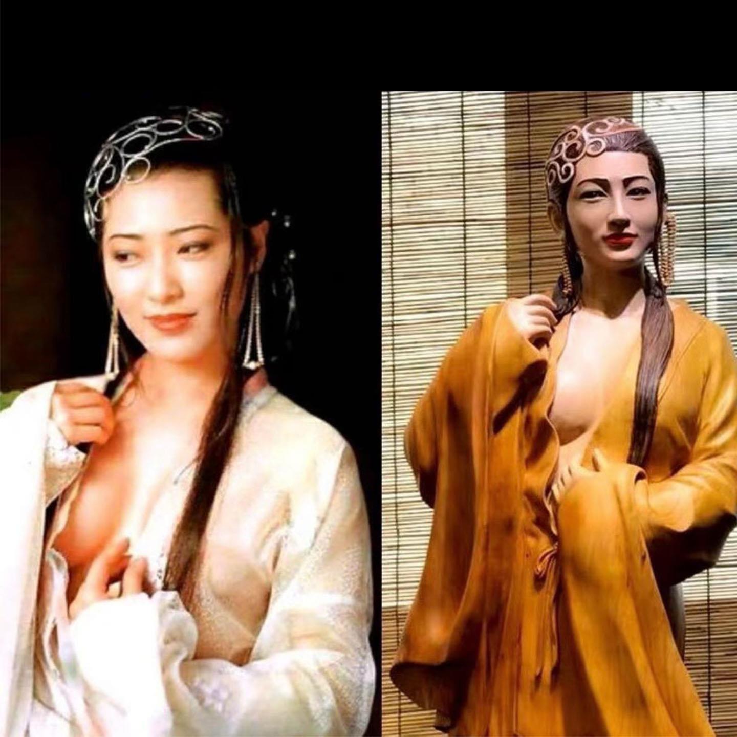 乌木金丝楠木雕刻人物美女根雕摆件崖柏手工雕刻木雕客厅玄关送礼