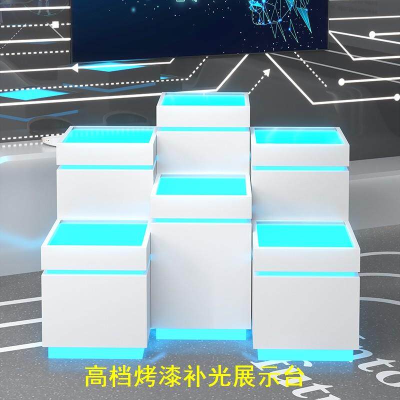 展示台展台烤漆展厅圆形商用中岛台展示柜展柜异形六边形发光方形